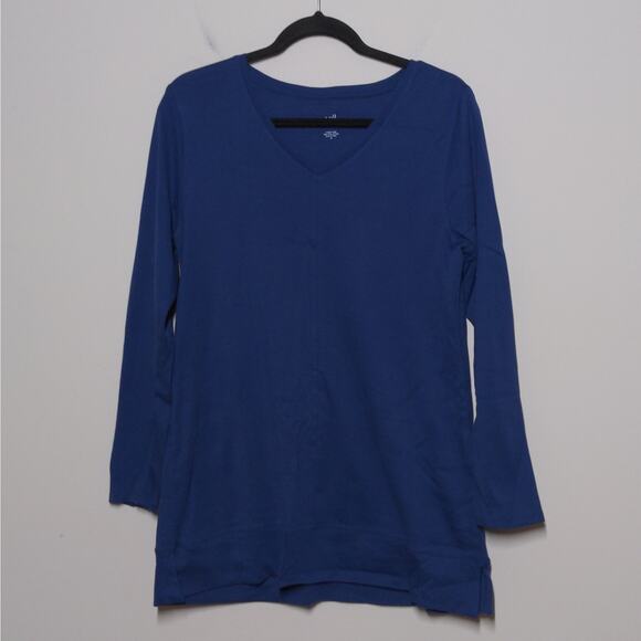 J Jill Long Sleeve Perfect Pima V-Neck Tunic in Blue - Size M - EUC - Picture 3 of 7